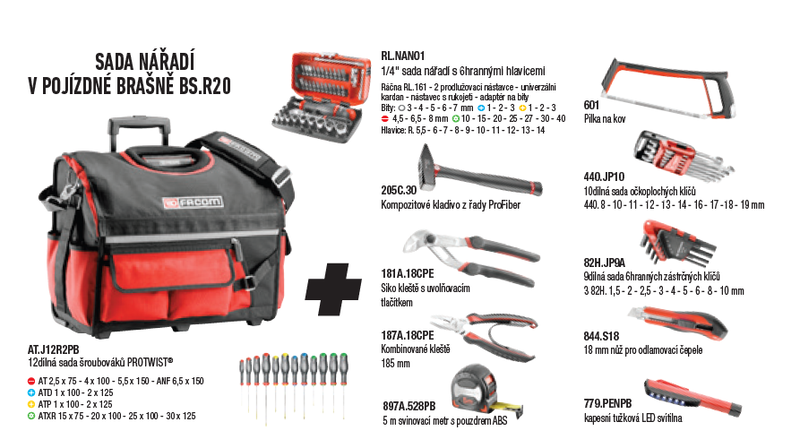 
75DÍLNÁ SADA NÁŘADÍ PRO MECHANIKY BAG.GM
